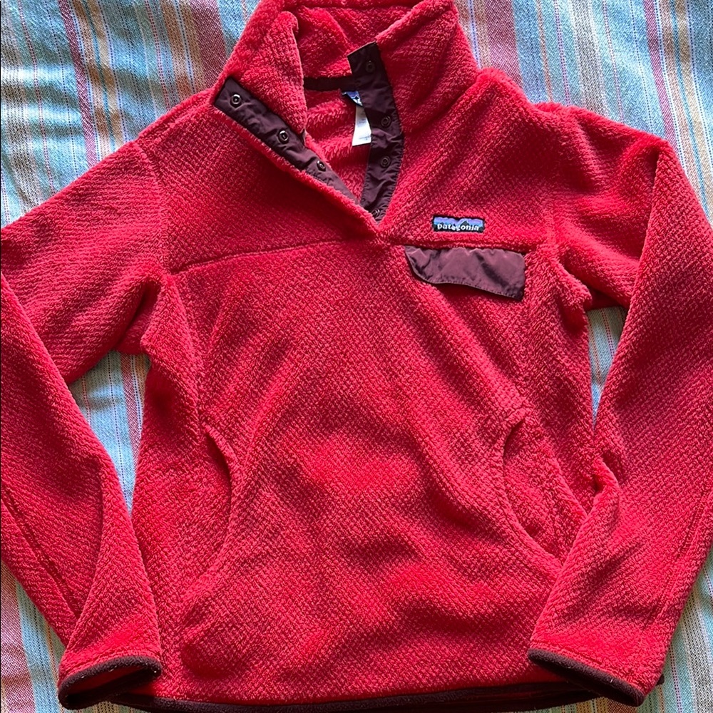 Patagonia Red Cowl Neck Sweater